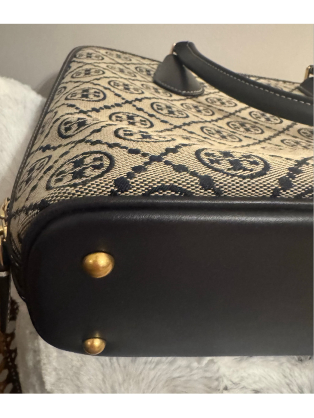 NWT Tory Burch T Monogram Swing Bag Navy Jacquard Top Handle Satchel - Picture 10 of 16